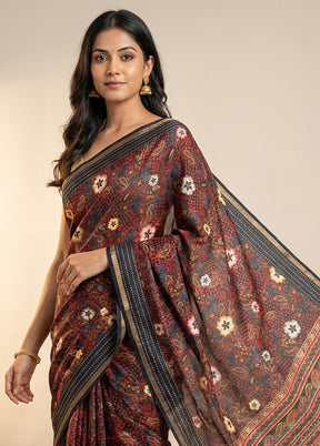 Blue Dupion Silk Saree With Blouse Piece