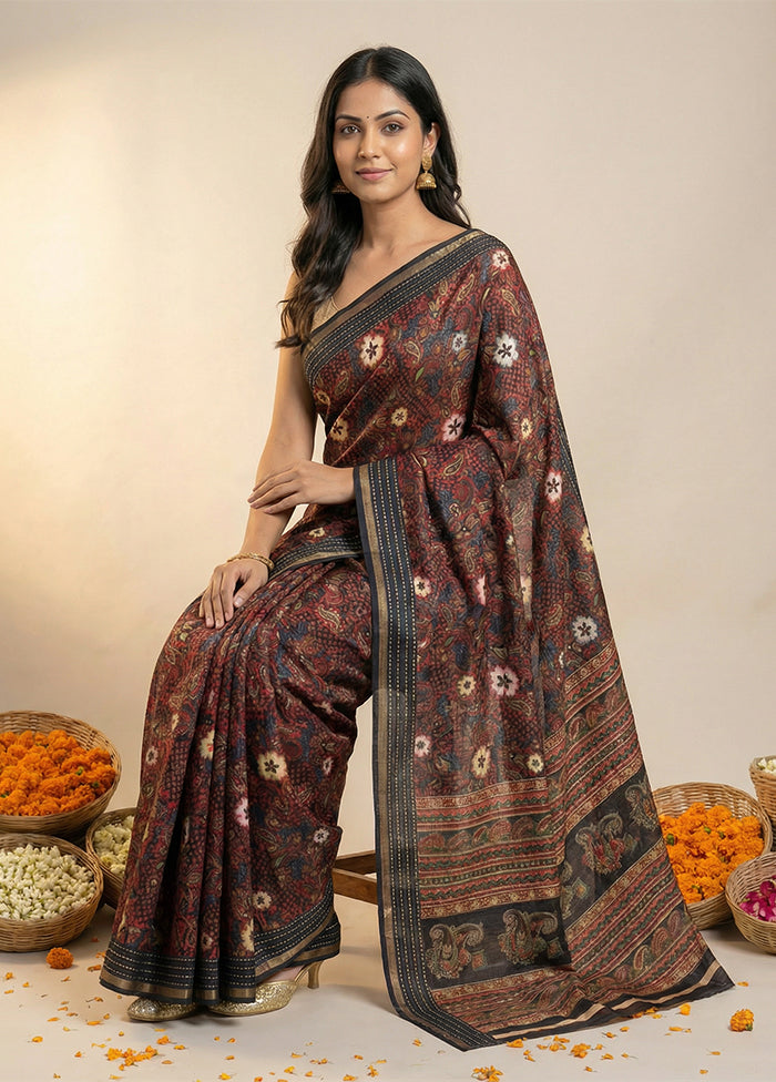 Blue Dupion Silk Saree With Blouse Piece