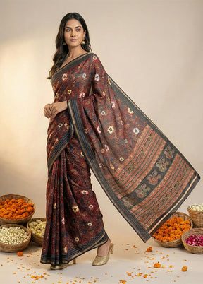 Blue Dupion Silk Saree With Blouse Piece