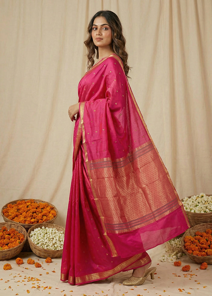 Pink Kanjivaram Silk Saree With Blouse Piece