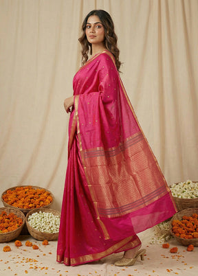 Pink Kanjivaram Silk Saree With Blouse Piece