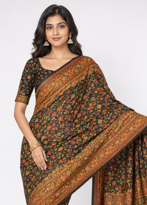 Black Dupion Silk Saree With Blouse Piece