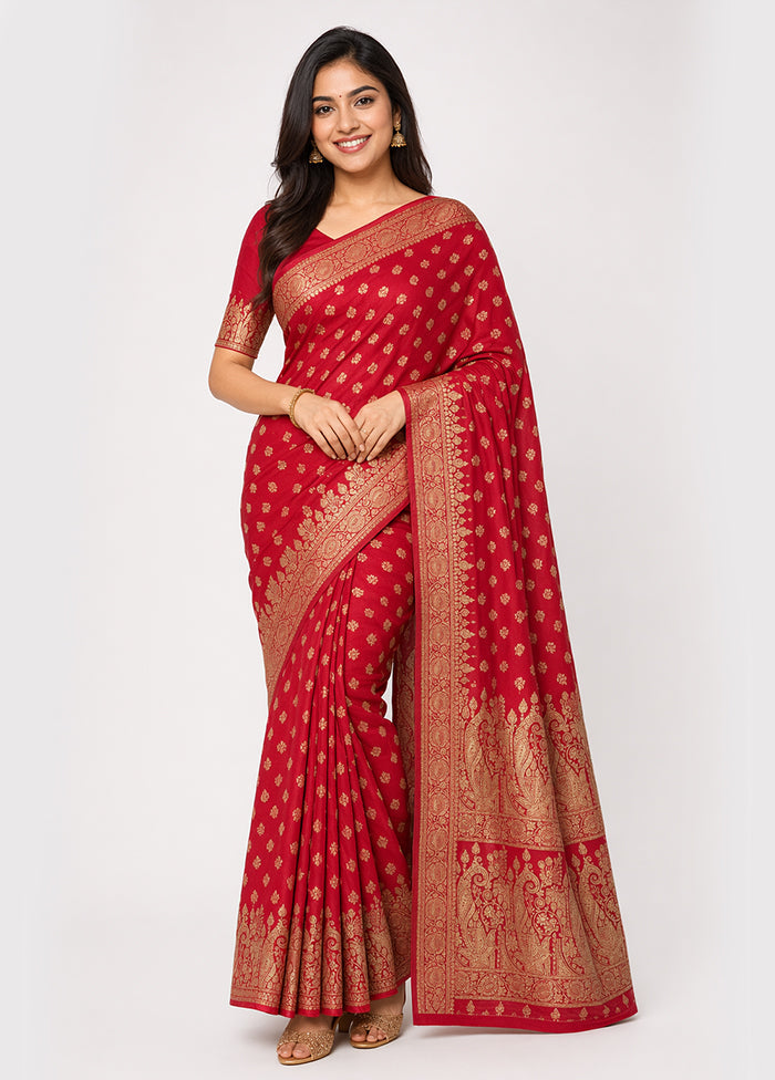 Pink Banarasi Silk Saree With Blouse Piece