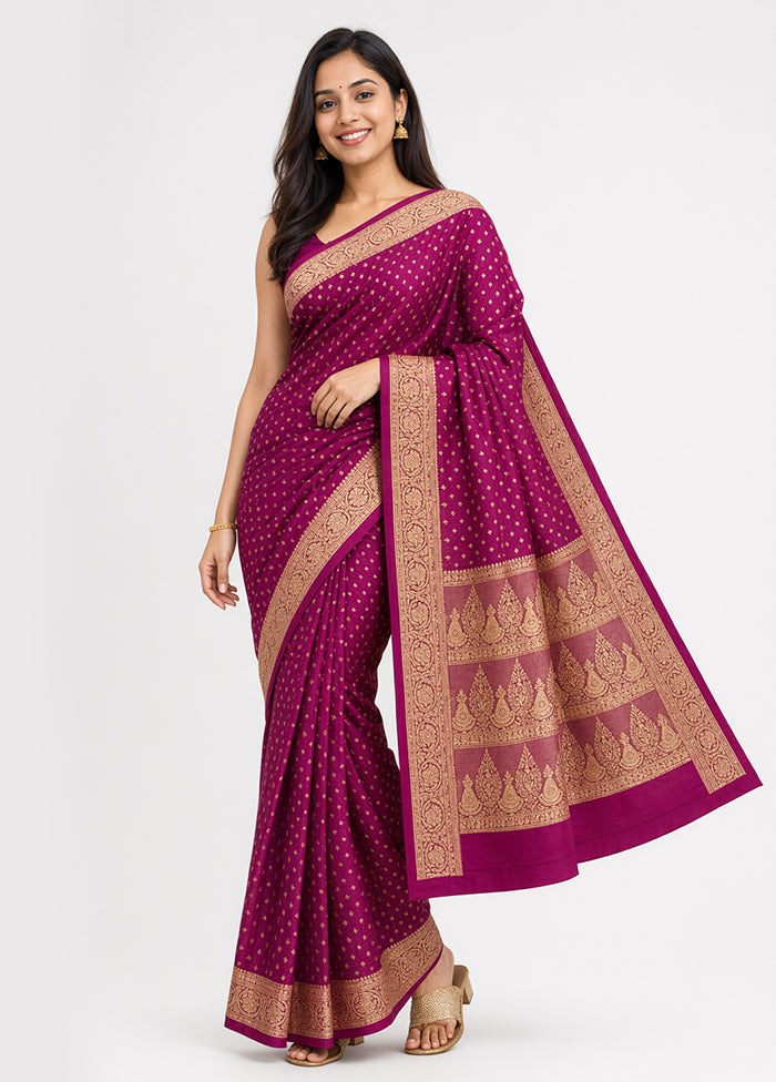 Purple Banarasi Silk Saree With Blouse Piece