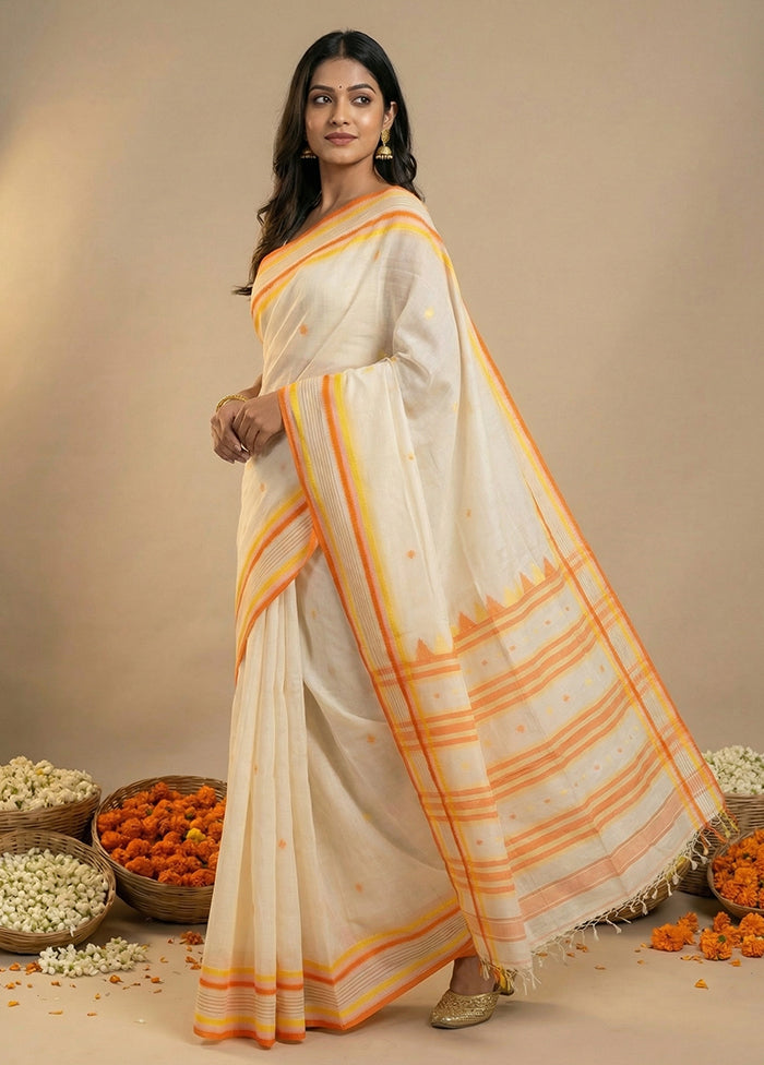 White Matka Silk Saree With Blouse Piece