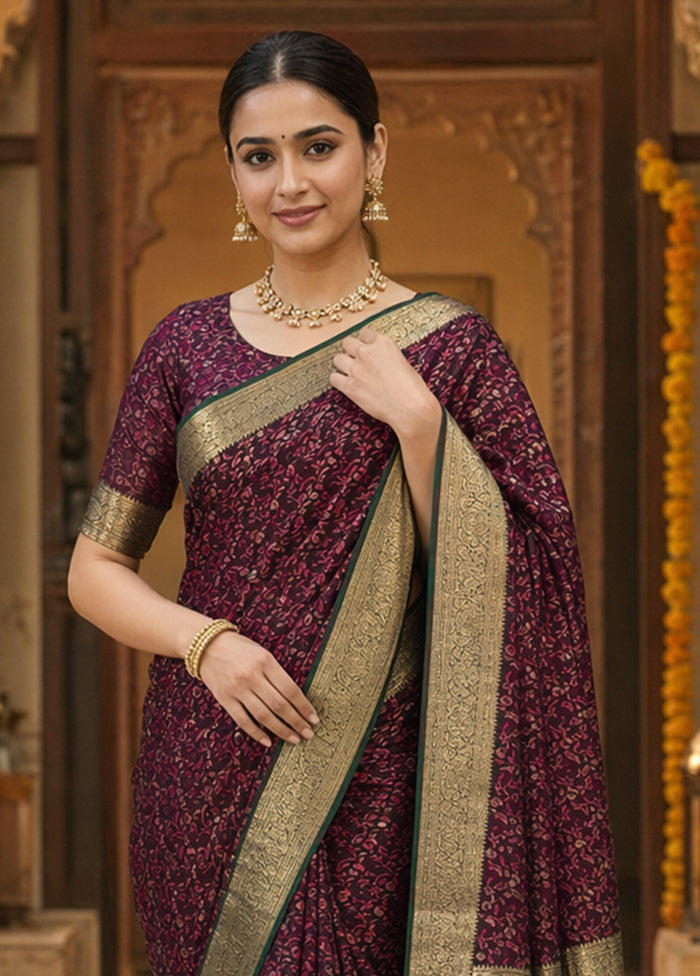 Green Tanchoi Silk Saree With Blouse Piece