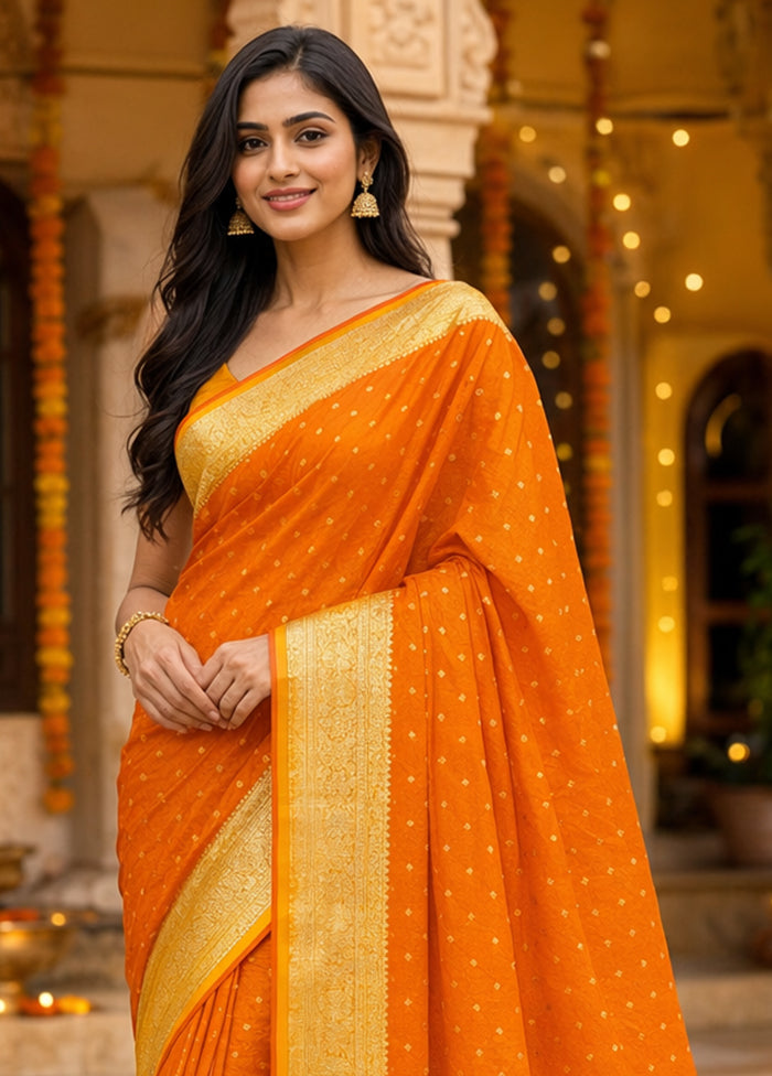 Yellow Tanchoi Silk Saree With Blouse Piece
