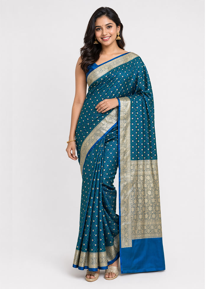 Green Tanchoi Silk Saree With Blouse Piece