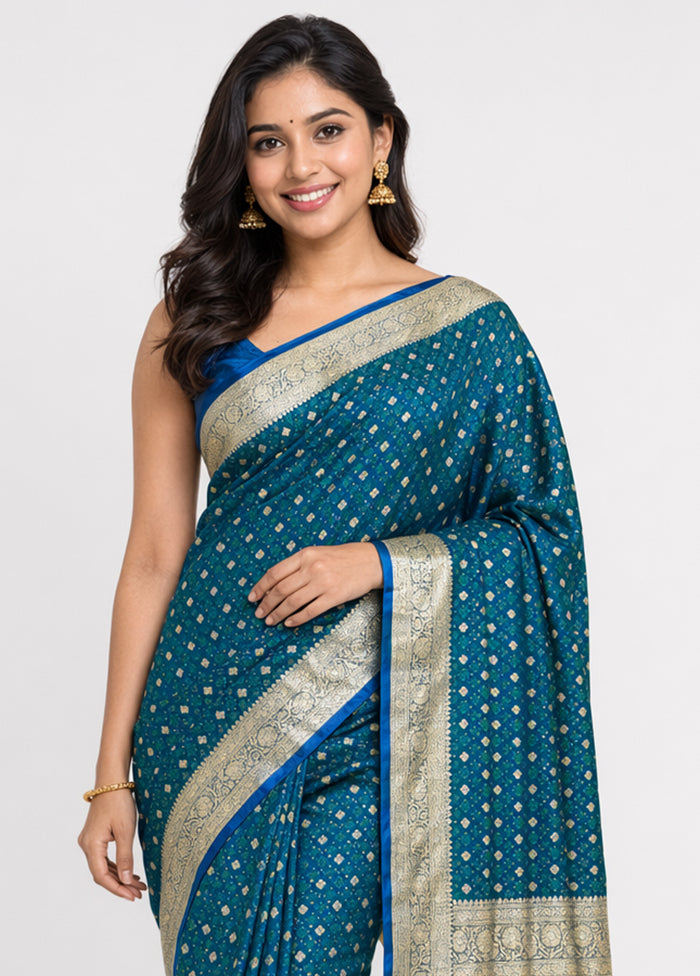 Green Tanchoi Silk Saree With Blouse Piece