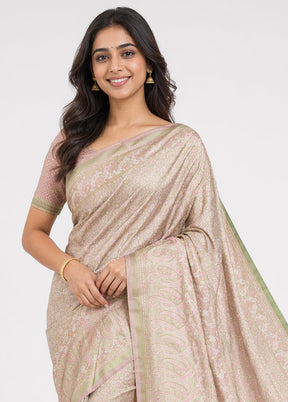 Green Jamewar Silk Saree With Blouse Piece