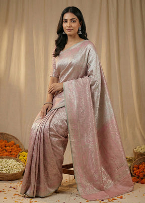 Grey Jamewar Silk Saree With Blouse Piece