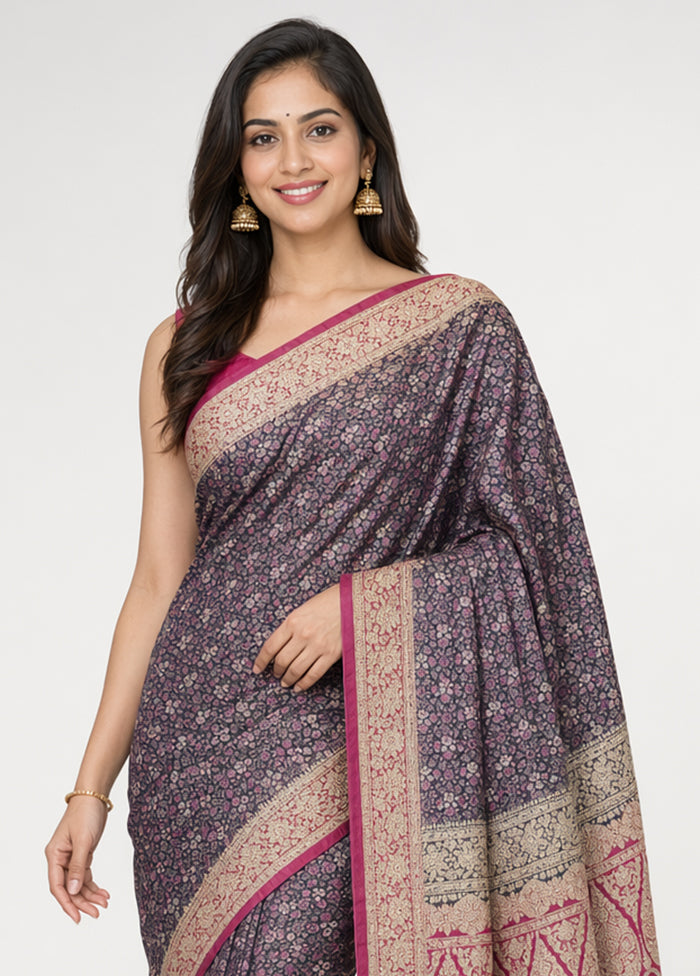 Black Tanchoi Silk Saree With Blouse Piece