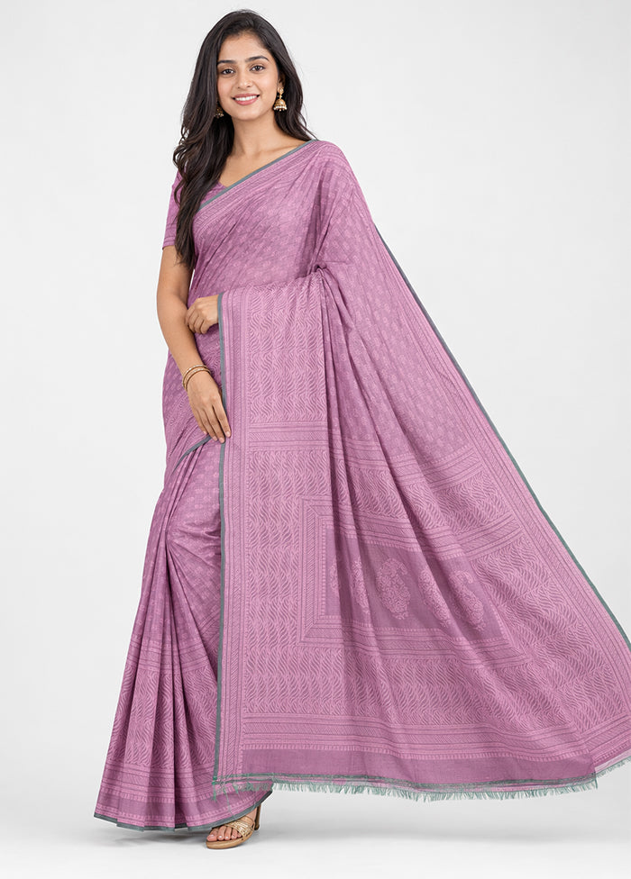 Pink Printed Pure Silk Saree Without Blouse Piece