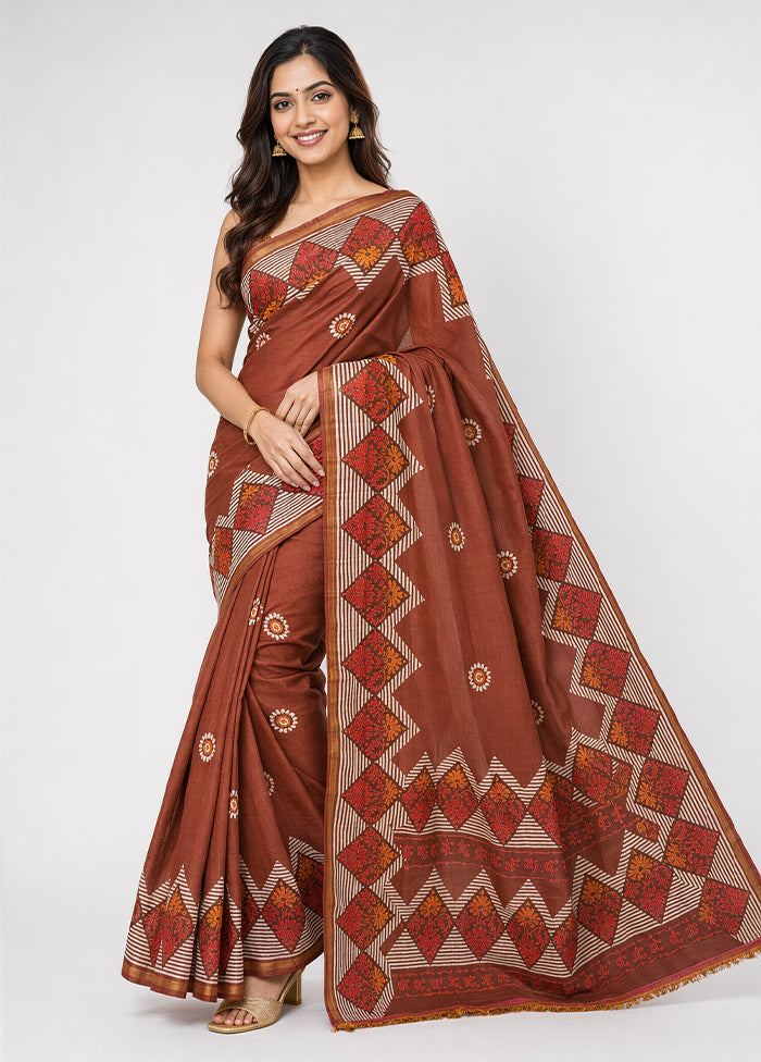 Pink Printed Pure Silk Saree Without Blouse Piece