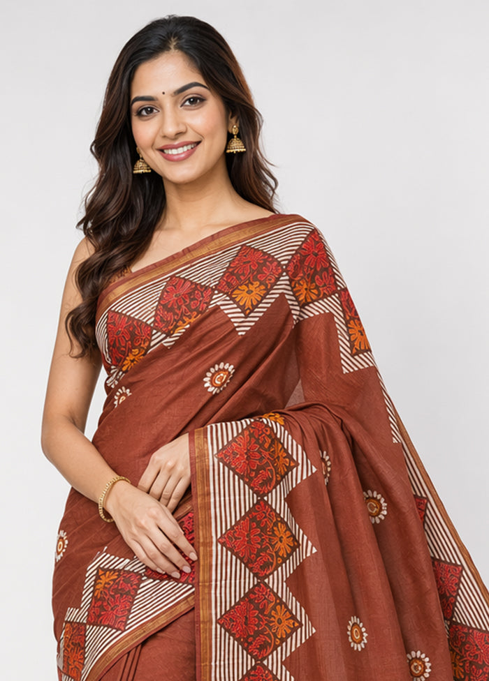 Pink Printed Pure Silk Saree Without Blouse Piece