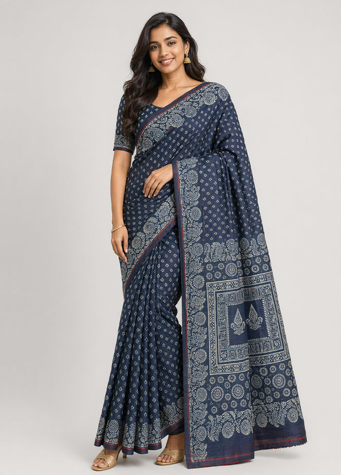 Black Printed Pure Silk Saree Without Blouse Piece