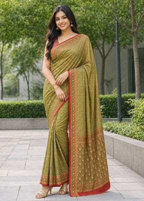 Cream Tanchoi Silk Saree With Blouse Piece