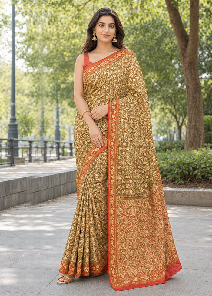 Grey Tanchoi Silk Saree With Blouse Piece