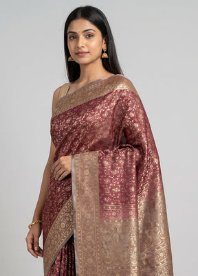 Pink Jamewar Silk Saree With Blouse Piece