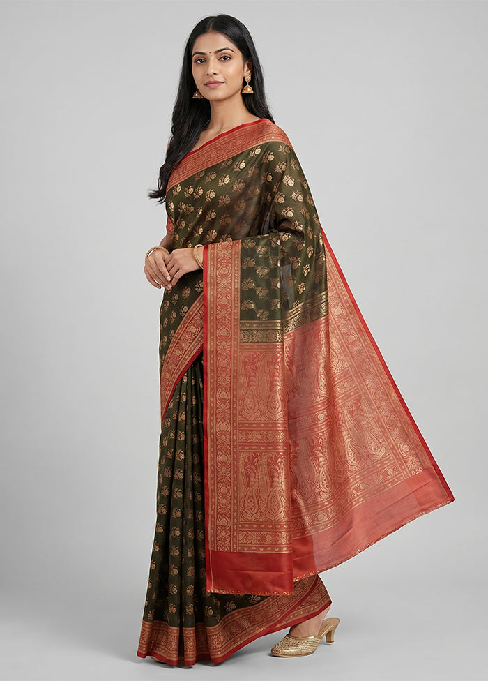 Grey Jamewar Silk Saree With Blouse Piece