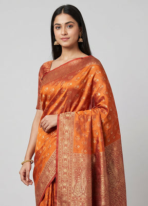 Yellow Jamewar Silk Saree With Blouse Piece