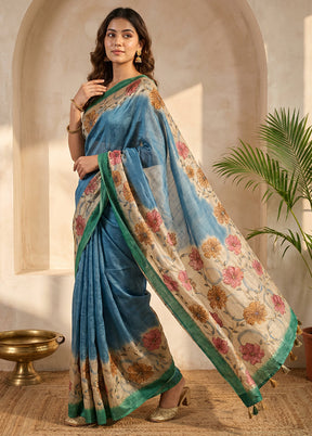 Cream Tussar Silk Saree With Blouse Piece