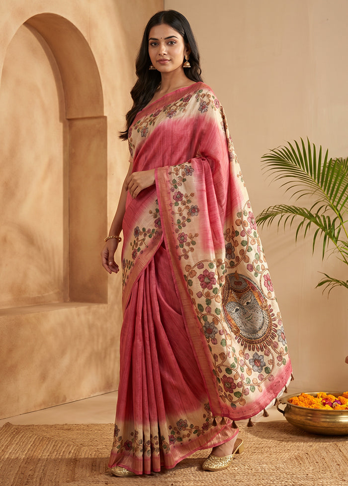 Grey Tussar Silk Saree With Blouse Piece