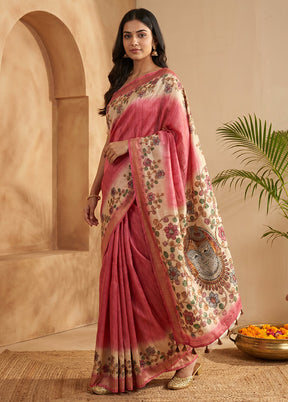 Grey Tussar Silk Saree With Blouse Piece
