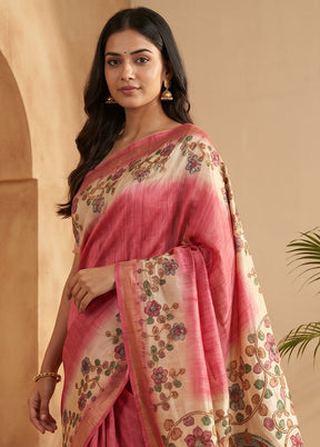 Grey Tussar Silk Saree With Blouse Piece
