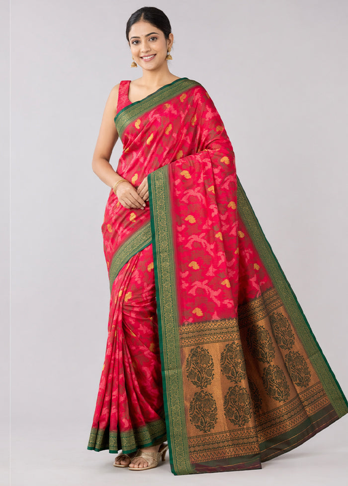 Pink Dupion Silk Saree With Blouse Piece