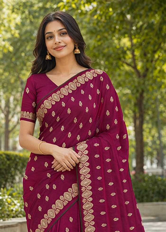 Purple Banarasi Silk Saree With Blouse Piece