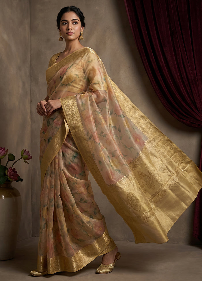 Pink Tissue Silk Saree With Blouse Piece