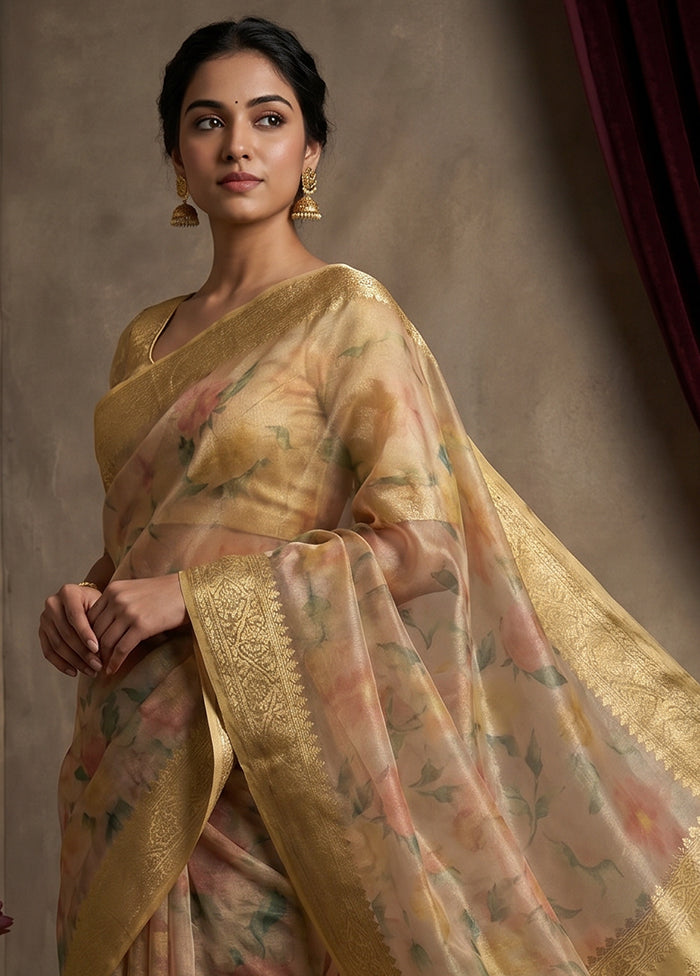 Pink Tissue Silk Saree With Blouse Piece