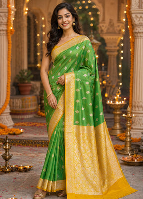 Green Katan Silk Saree With Blouse Piece