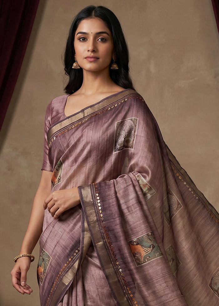 Cream Tussar Silk Saree With Blouse Piece
