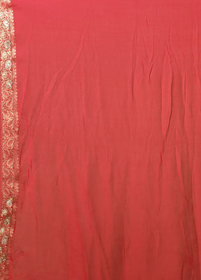 Pink Handloom Pure Georgette Saree With Blouse Piece