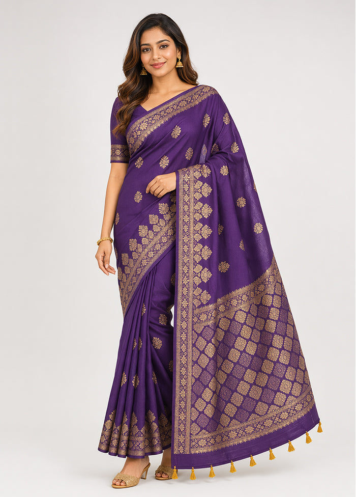 Blue Dupion Silk Saree With Blouse Piece