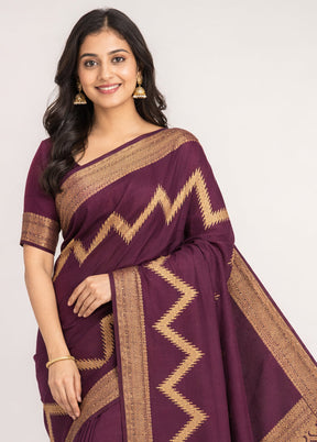 Purple Dupion Silk Saree With Blouse Piece