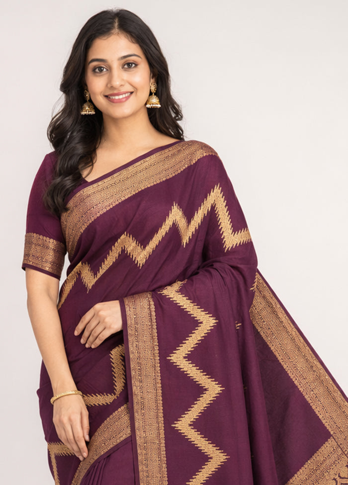 Purple Dupion Silk Saree With Blouse Piece