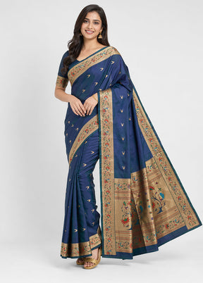 Green Dupion Silk Saree With Blouse Piece