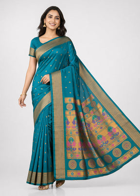 Green Kanjivaram Silk Saree With Blouse Piece