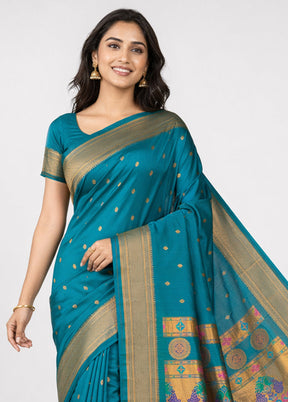 Green Kanjivaram Silk Saree With Blouse Piece