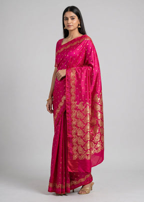 Red Banarasi Silk Saree With Blouse Piece