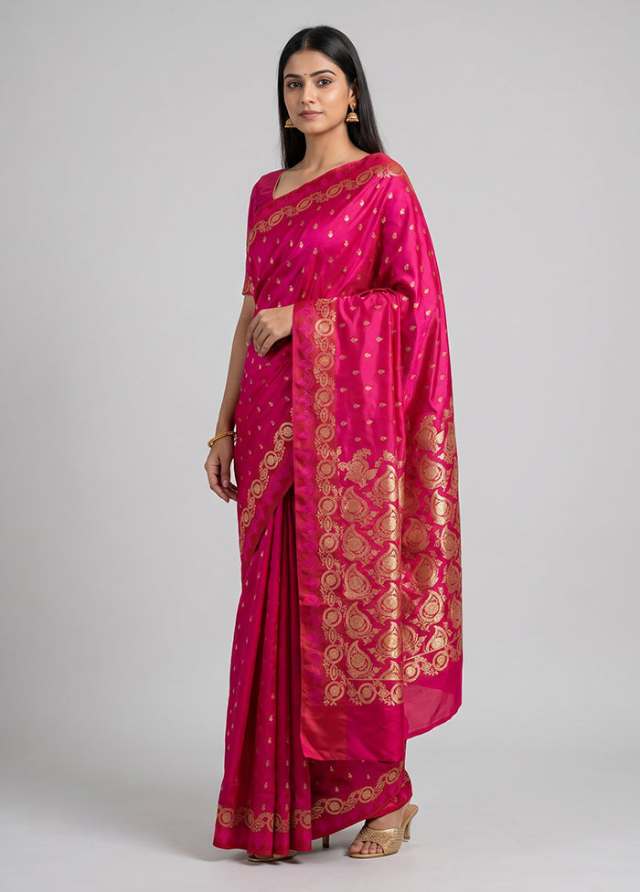 Red Banarasi Silk Saree With Blouse Piece