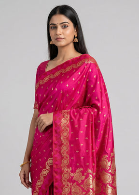 Red Banarasi Silk Saree With Blouse Piece