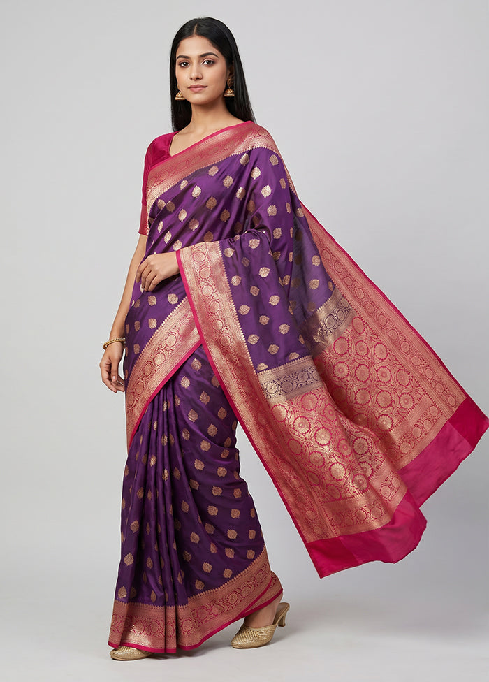 Blue Katan Silk Saree With Blouse Piece