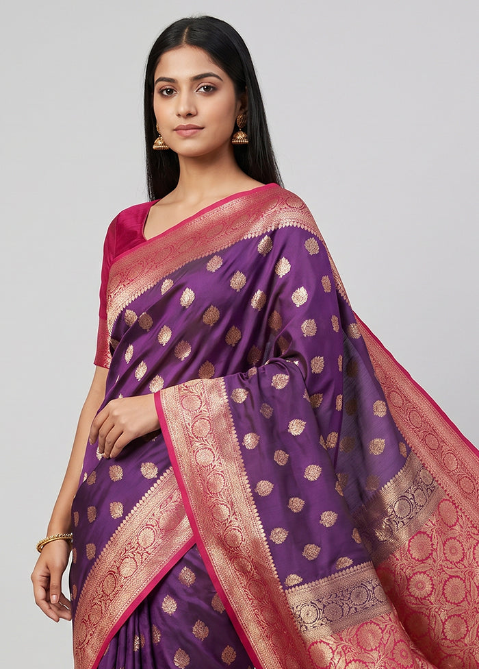 Blue Katan Silk Saree With Blouse Piece