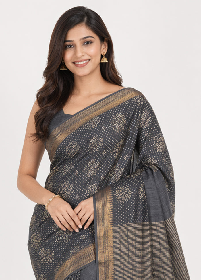 Green Tussar Silk Saree With Blouse Piece