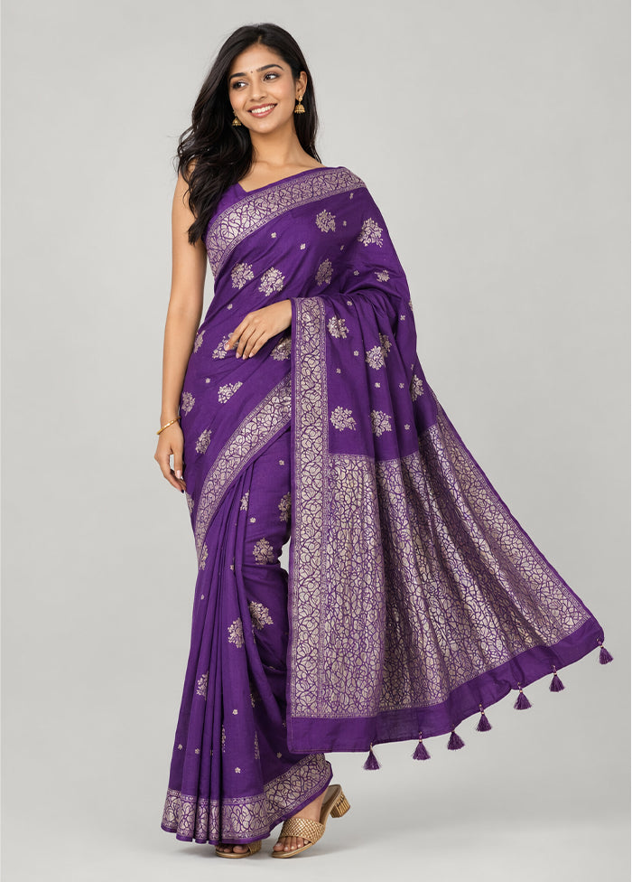 Purple Tissue Silk Saree With Blouse Piece