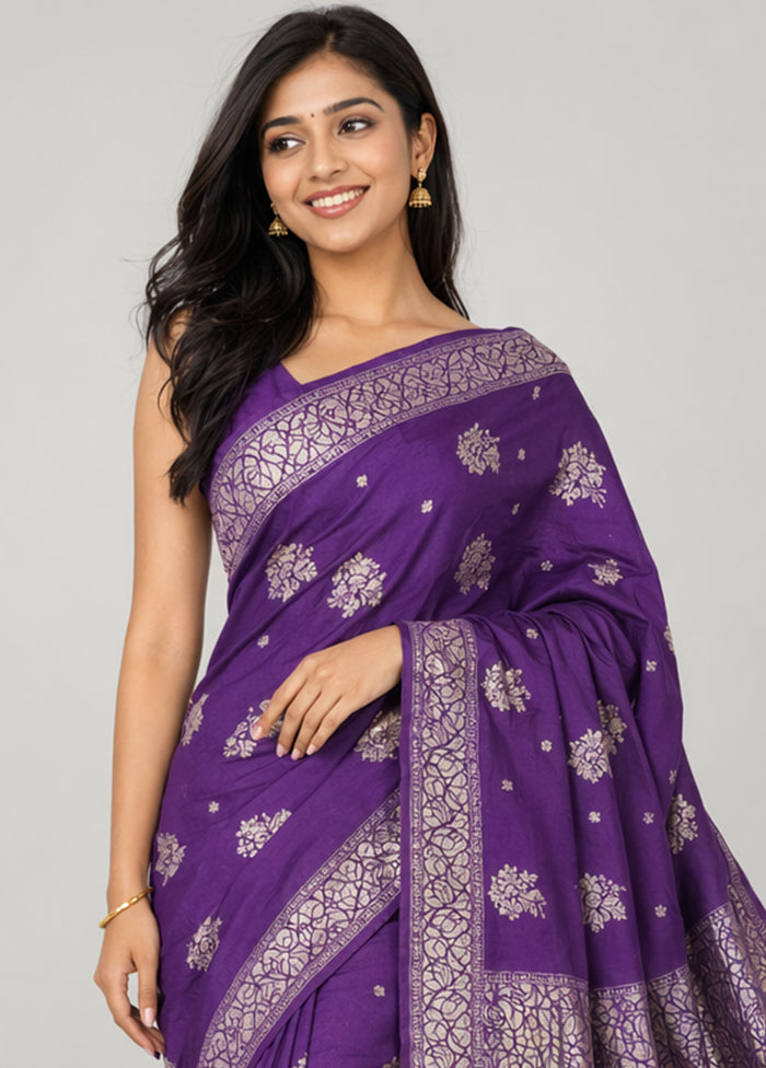 Purple Tissue Silk Saree With Blouse Piece